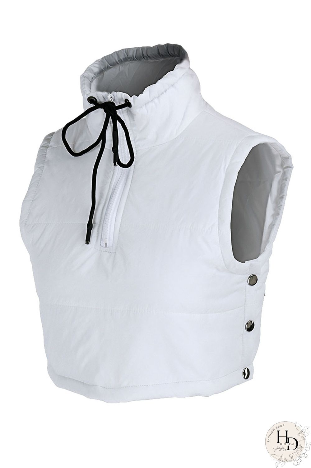 Black Casual Street Solid Patchwork Draw String Buttons Zipper Outerwear