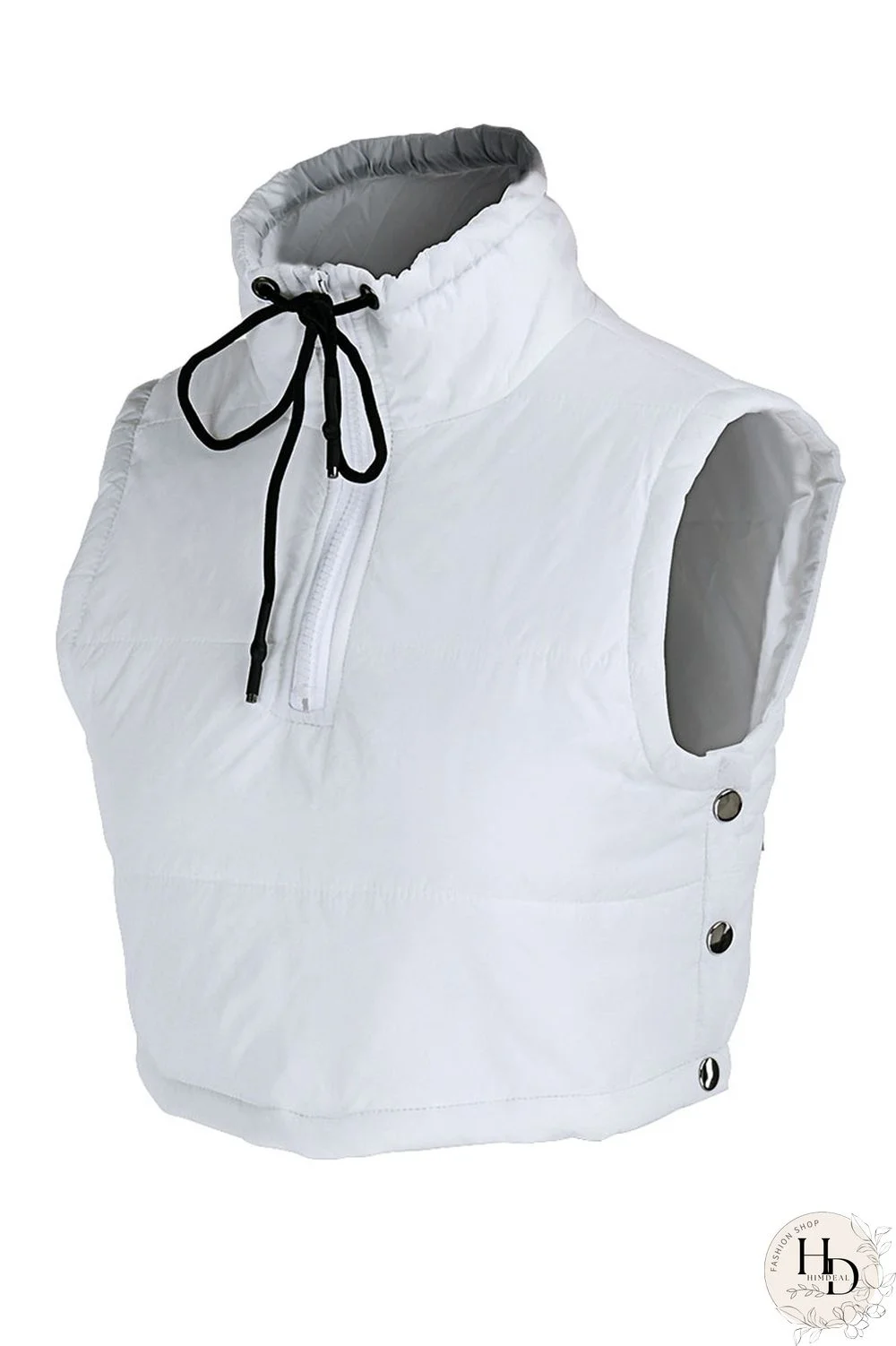 Black Casual Street Solid Patchwork Draw String Buttons Zipper Outerwear