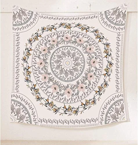 Floral Medallion Tapestry, Bohemian Mandala Wall Hanging Tapestries, Indian Art Print Mural for Bedroom Living Room Dorm Home