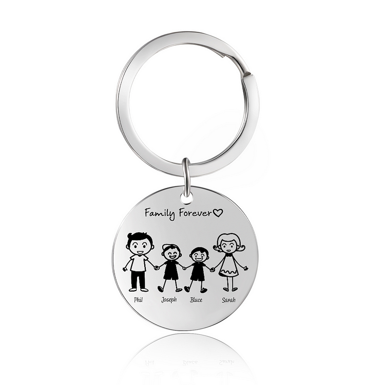 Personalisierte Familie-Schlüsselanhänger mit Gravur - Zwei Söhne