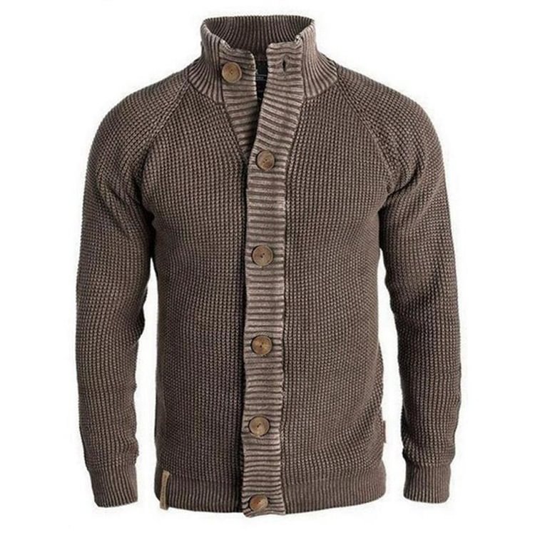 Men's Western Style Solid Color Single-breasted Cardigan Sweater-Compassnice®