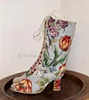 Flower Brocade Boots Baroque Boots Rococo Boots Ankle Lace up Boots Victorian Boots Floral Boots Bridal Boots Retro Boots 1900 shoes Fashion