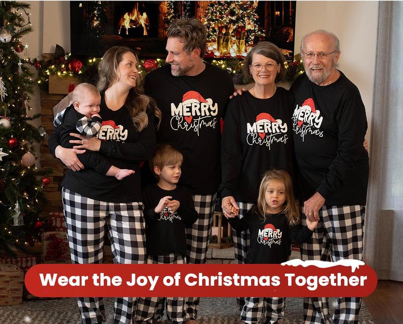 PatPat Christmas Pajamas Soft & Stretchy Family Matching Long Sleeve Sets MAMA&DADA Patterned Sleepwear for Women Men Couples Adult Kids,Cute Pajama,Cozy Pajamas ,Flame Resistant,autumntok,wintertok,BFCM Early Bird