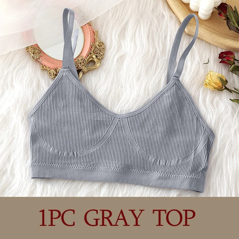 New Women Bra Panties Set Sexy Push Up Bralette Female Fitness Seamless Underwear Sports Lingerie Brassiere Girls Tank Crop Top