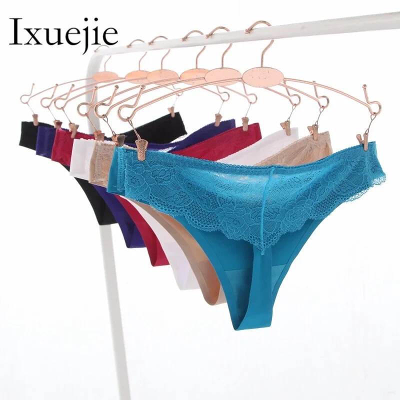 Billionm Seamless Thong Tangas 6pcs/lot Women Fashion Panty Sexy Lace Ice Silk G String Femme Comfortable Ladies Underwear