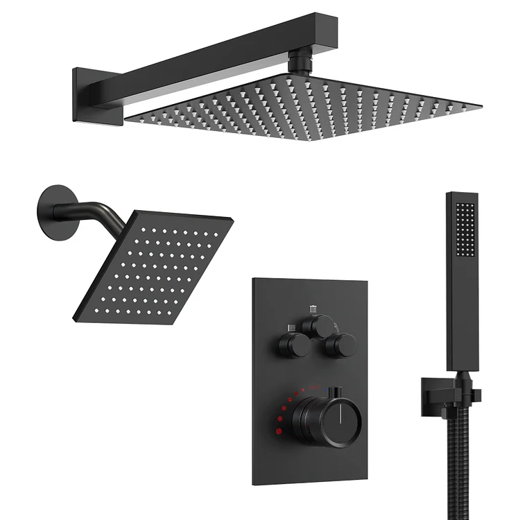 EVERSTEIN 3 Sprayer Modes Shower System in Matte Black SFS-1003A-BK12