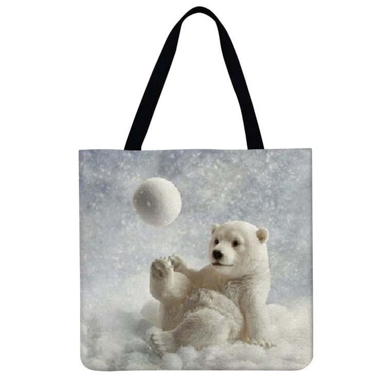 【Limited Stock Sale】Linen Tote Bag - Snowman Reindeer