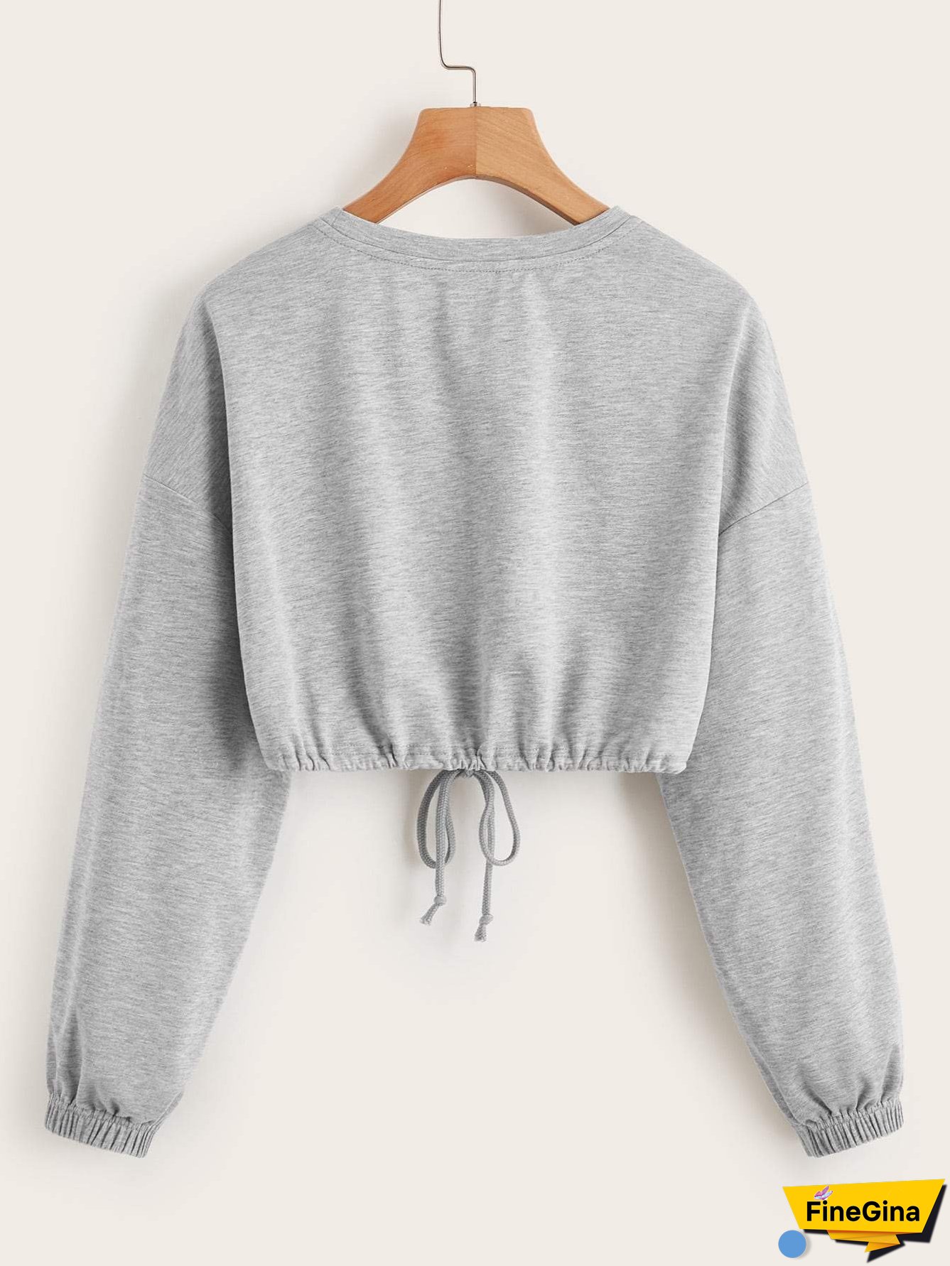 Drop Shoulder Drawstring Hem Pullover