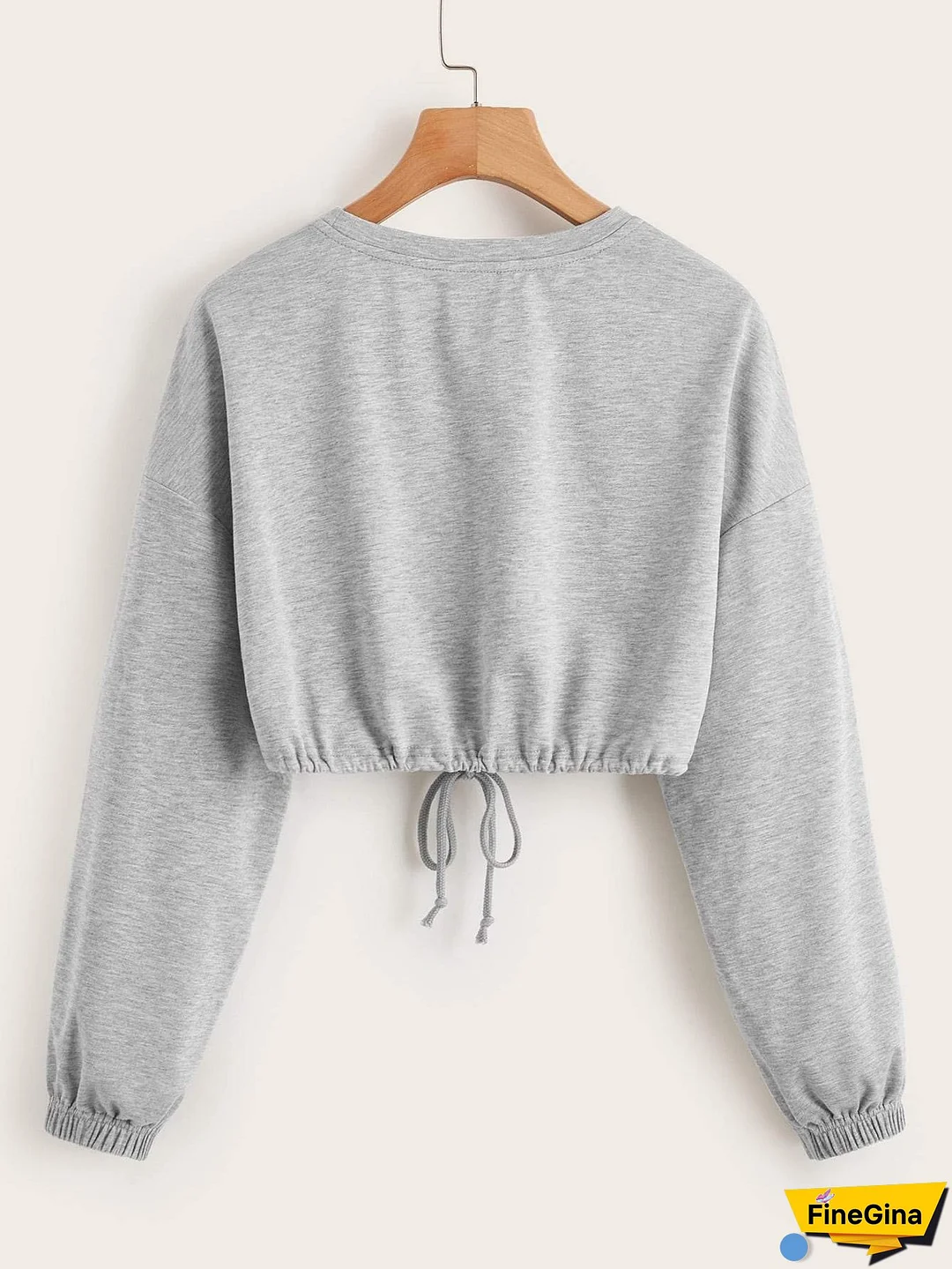 Drop Shoulder Drawstring Hem Pullover