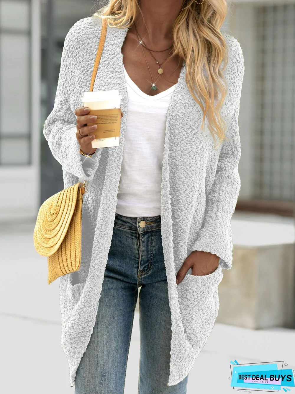 plain long sleeve Cardigan