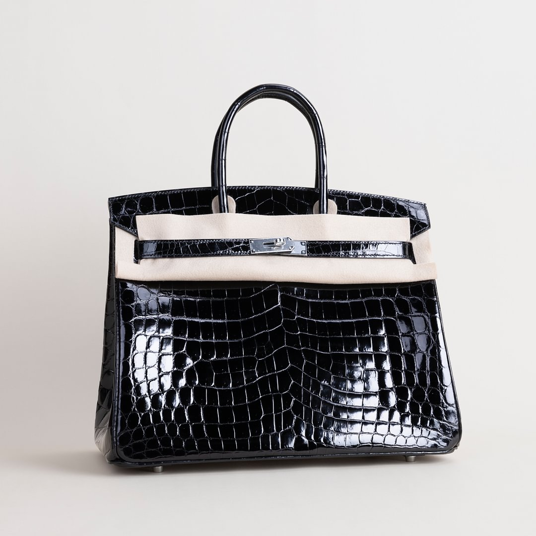 Birkin 35cm Shiny Niloticus crocodile 89 Noir PHW