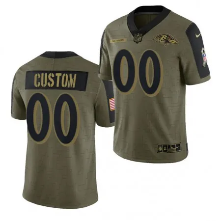 Men's Baltimore Ravens ACTIVE PLAYER Custom 2021 Olive Salute To Service Limited Stitched Jersey