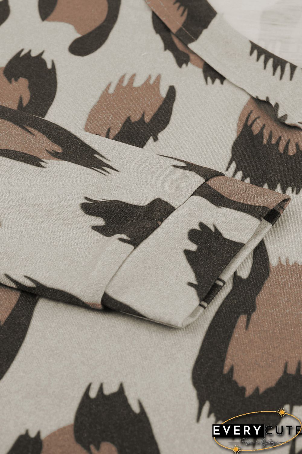 Leopard V Neck Long Sleeve Top