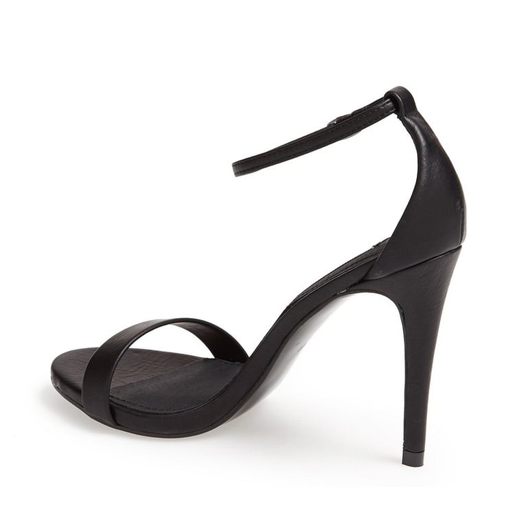 Women's Black Sexy Ankle Strap Sandals Open Toe Stiletto Heels |FSJ Shoes