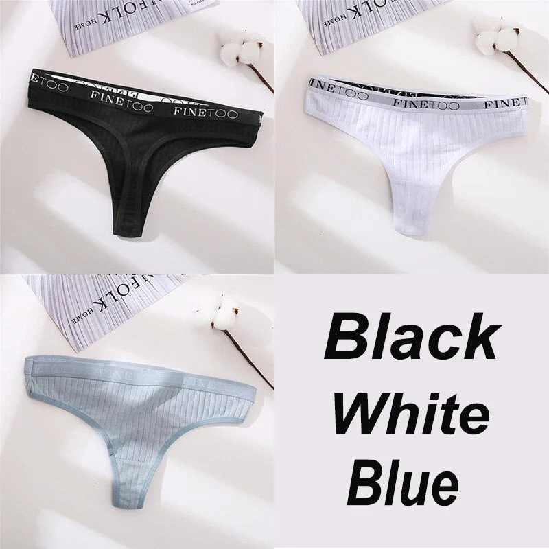 3PCS/Set Women Panties G-string Underwear Cotton Female Underpants Solid Color Briefs Lingerie Sexy Thong Panties for Woman M-XL