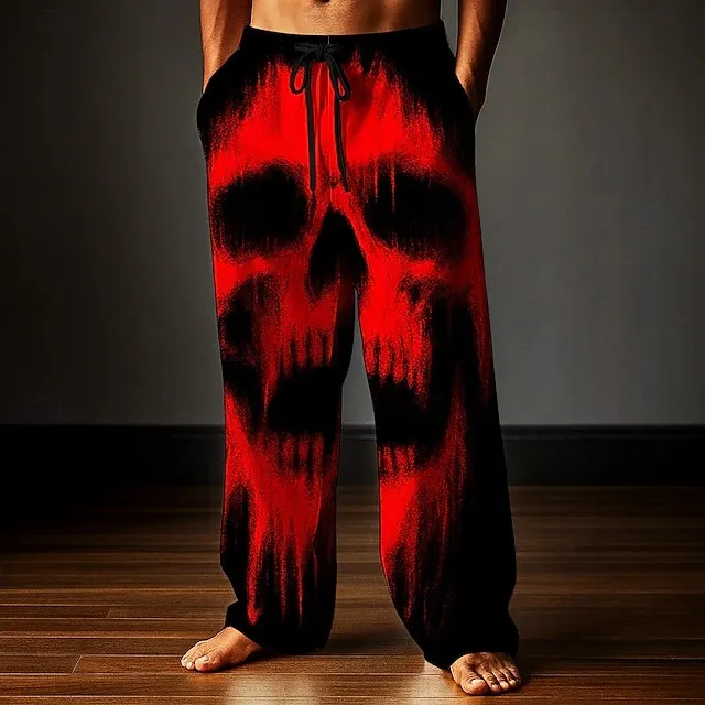 Men's Retro Halloween Bat Print Pants