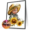 Enfant Cowboy Tournesol Compl&egrave;te Rond Diamant Peinture 30X40CM