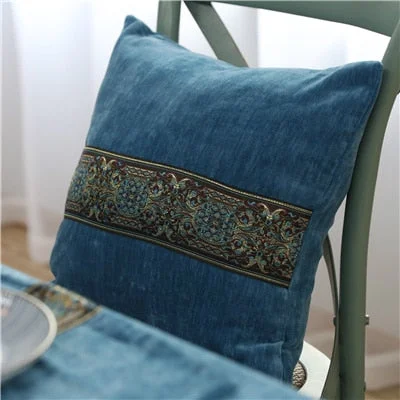 Soft Velvet Decorative Cushion Covers Gray Blue 45*45cm Home Decor Throw Pillows For Sofa European Luxury Embroidered Pillowcase