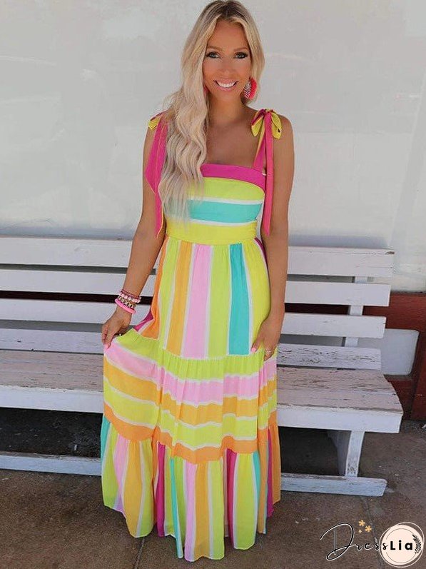 Bohemian Rainbow Maxi Dress