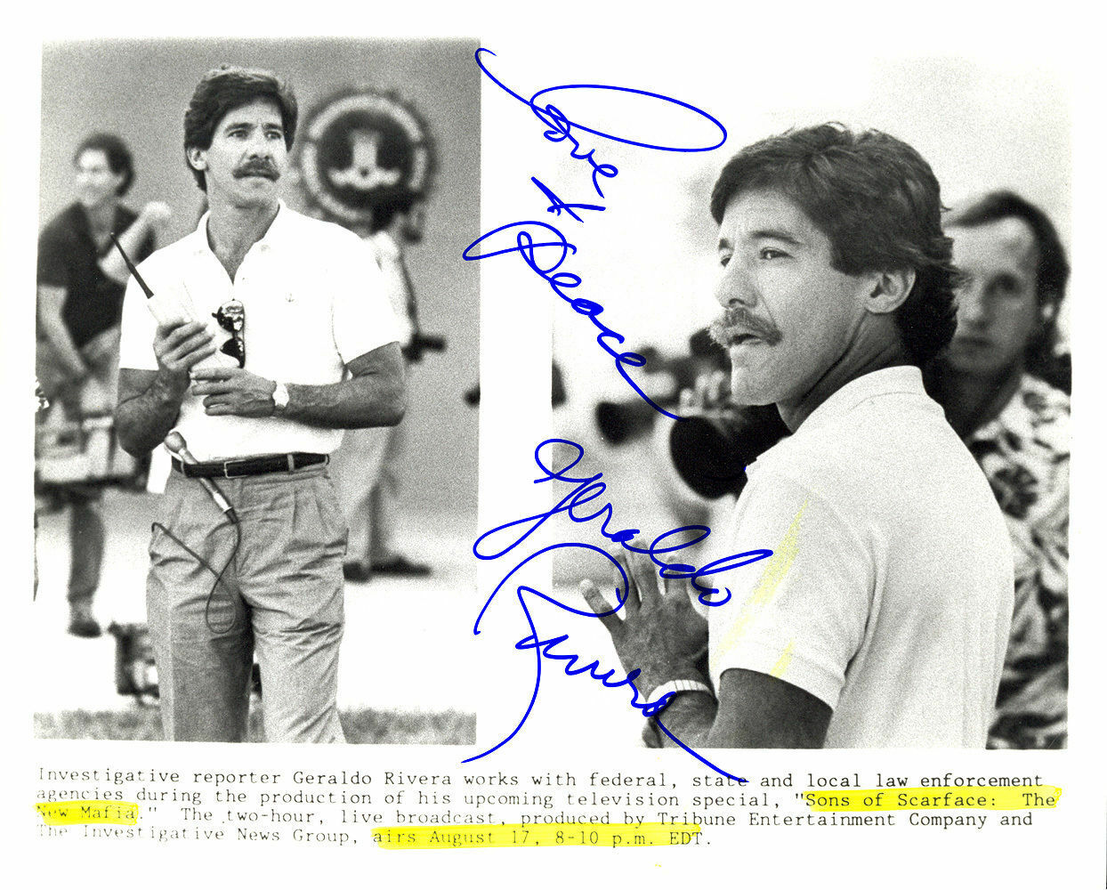 GERALDO RIVERA AUTOGRAPHED SIGNED 8X10 PUBLICITY Photo Poster painting  SONS OF SCARFACE 