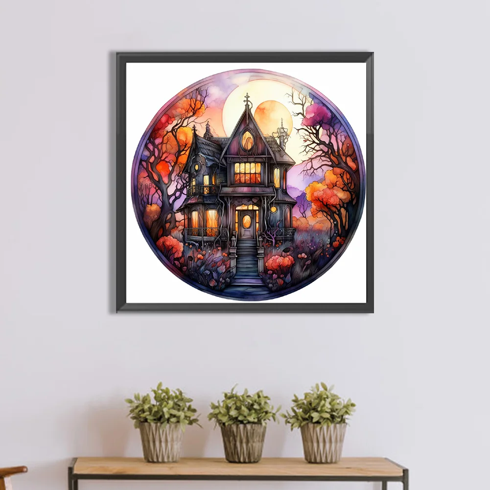 Full Round Diamond Painting 30*30cm - Horror Atmosphere House
