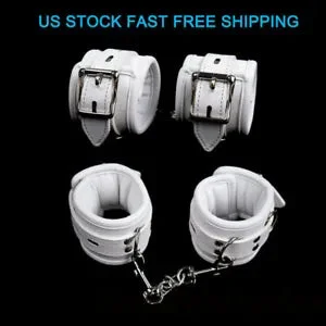 pornhint Pornhint White Soft Padded Handcuffs PU Leather Ankle Cuffs Wrist Women Fetish Restraints