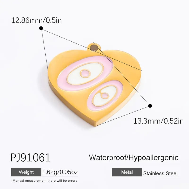 1 Piece 16.47mm 304 Stainless Steel Zircon Geometric Heart Shape Eye Pendant Jewelry Accessories