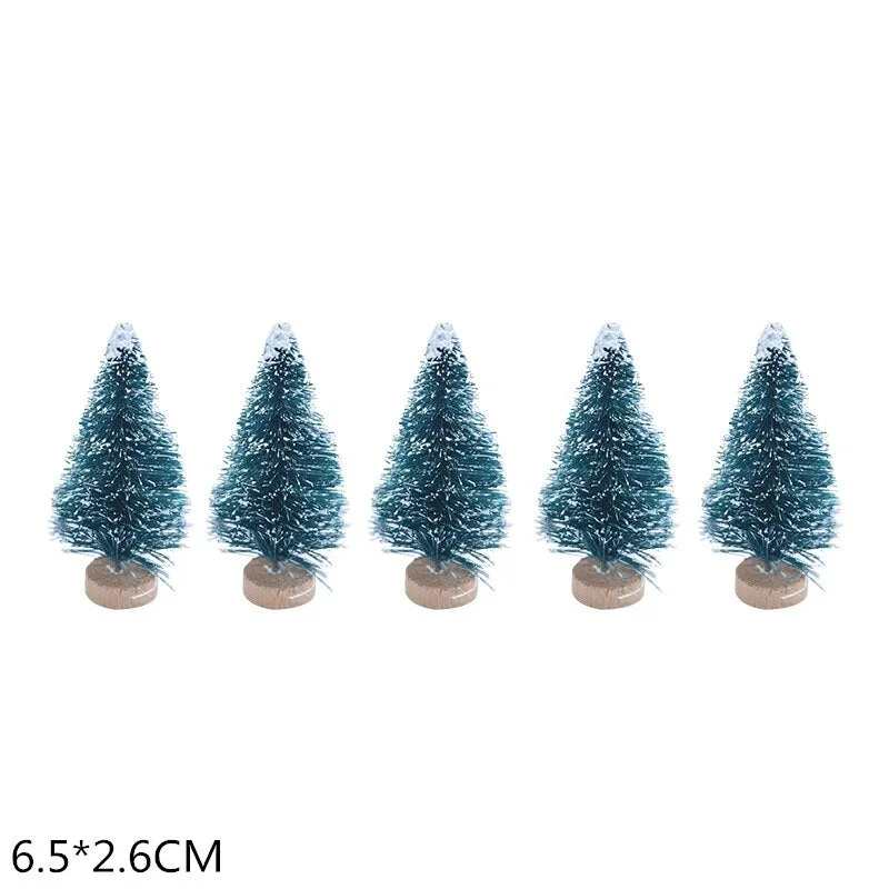 5Pcs 5-16cm Sisal Fiber Mini Christmas Tree Snow Frost Pine Tree DIY Craft Christmas Party Table Decoration Christmas Ornaments