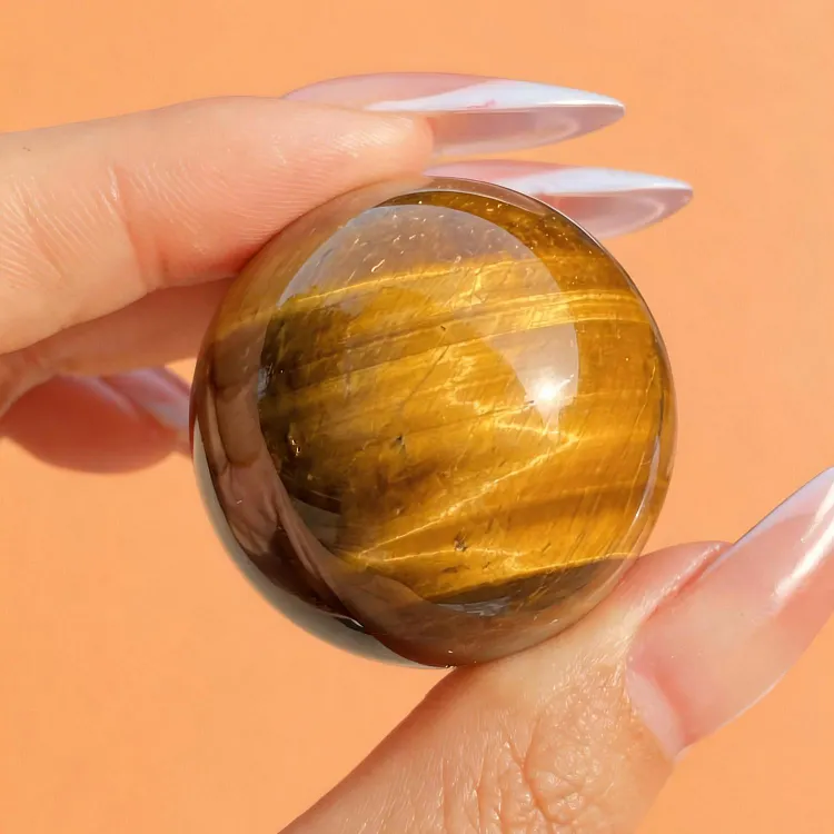 AAA Yellow Tigers Eye Stone Sphere | Solar Plexus Chakra Protection