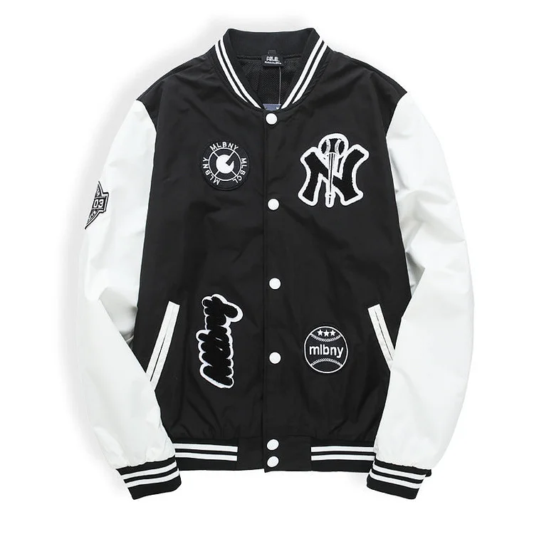 Yankees Letter Jacket Spring/Summer Men's and Women's Baseball Uniform Casual Patchwork Jacket Student All-Matching Jacket