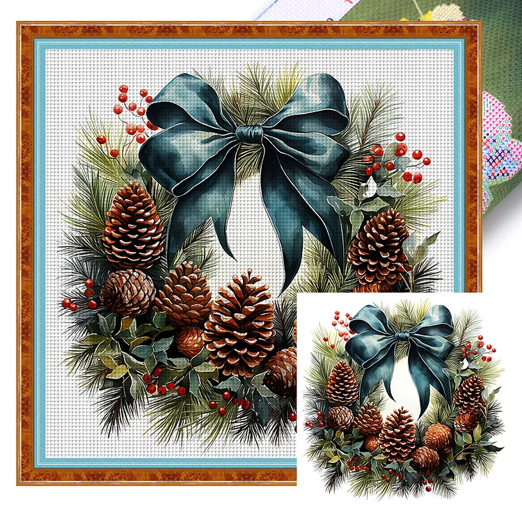 Christmas Wreath - Printed Cross Stitch 11CT 30*30CM