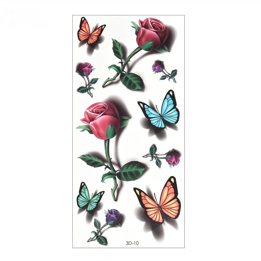 Beauty 1 Pcs Make Up Fake Temporary Tattoos Stickers Rose Flowers Arm Shoulder Tattoo Waterproof Women Big Flash Tattoo On Body