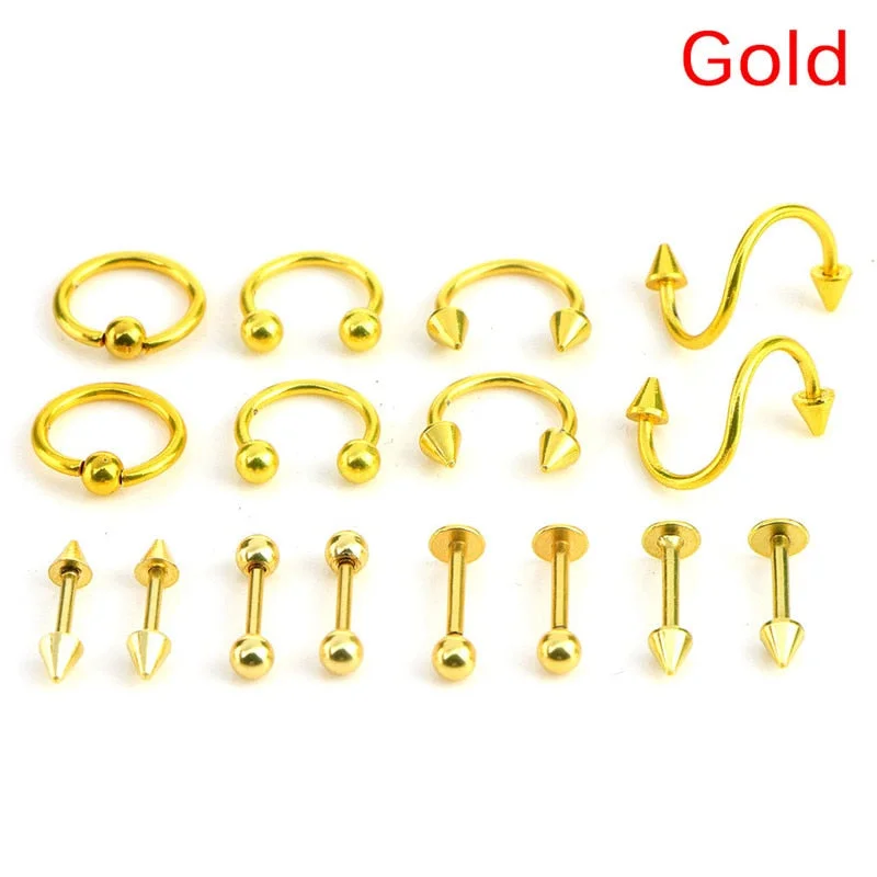 Body Piercing Kit With Needle Pack Nose Septum Belly Button Piercing Tool Kit Ear Tragus Nipple Eyebrow Labret Pircing Set Clamp