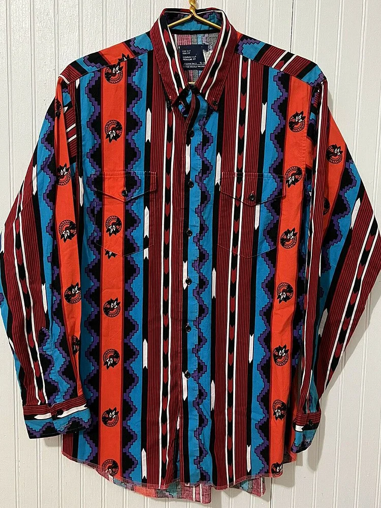Retro Western Cowboy Style Print Casual Shirt