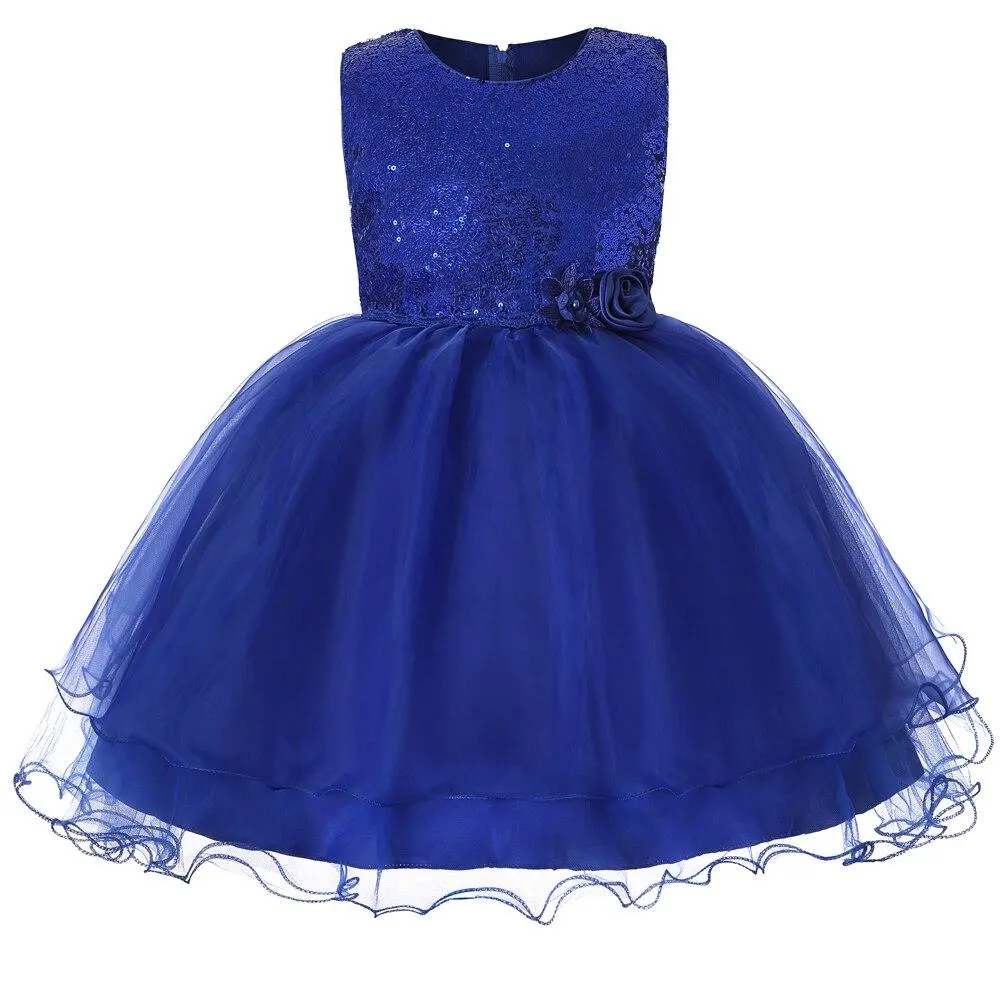 Kid Ball Birthday Flower Girl Bridesmaid Dress For Party Sequined Princess Customer of 7 Years Old