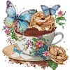 Coffee Flower Butterfly-Partial Speical Shaped Diamond Painting 30*30CM
