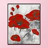 40*50cm - Fleur Rouge - 11CT Point de Croix Estampillé