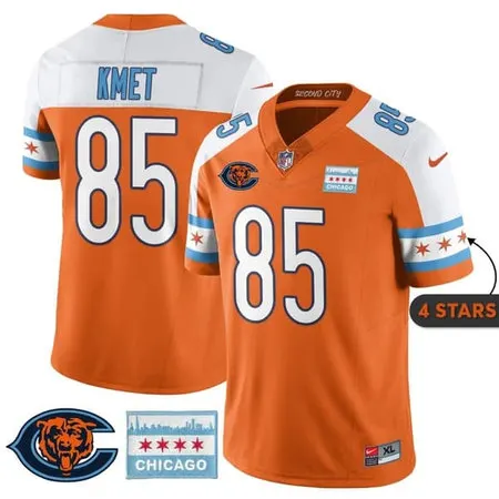 Men's Chicago Bears #85 Cole Kmet Orange Alternate City Edition With Chicago Flag Vapor F.U.S.E. Untouchable Limited Jersey