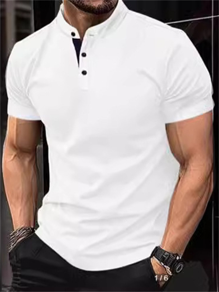 Summer New POLO Shirt American Micro-stretch Short-sleeved Men's Sports Casual Polo Shirt