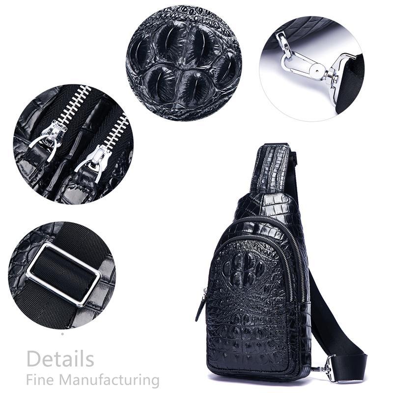 Alligator Pattern Cow Leather Crossbody Bag Retro Shoulder Bag Business Casual Chest Bag