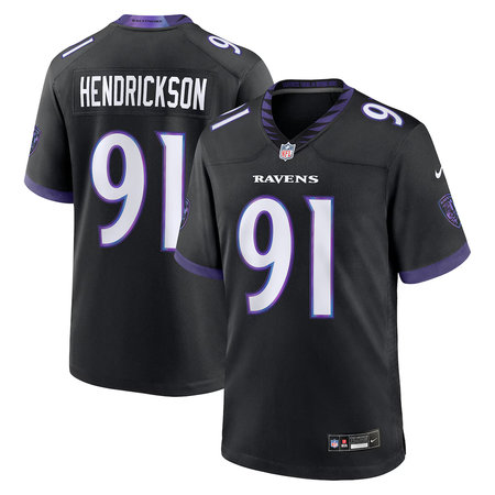 Men's Baltimore Ravens #91 Trey Hendrickson Nike Black Alternate Game Jersey