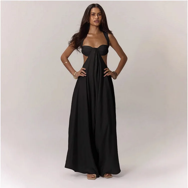 Lace-up Suspender Hollow Jumpsuit