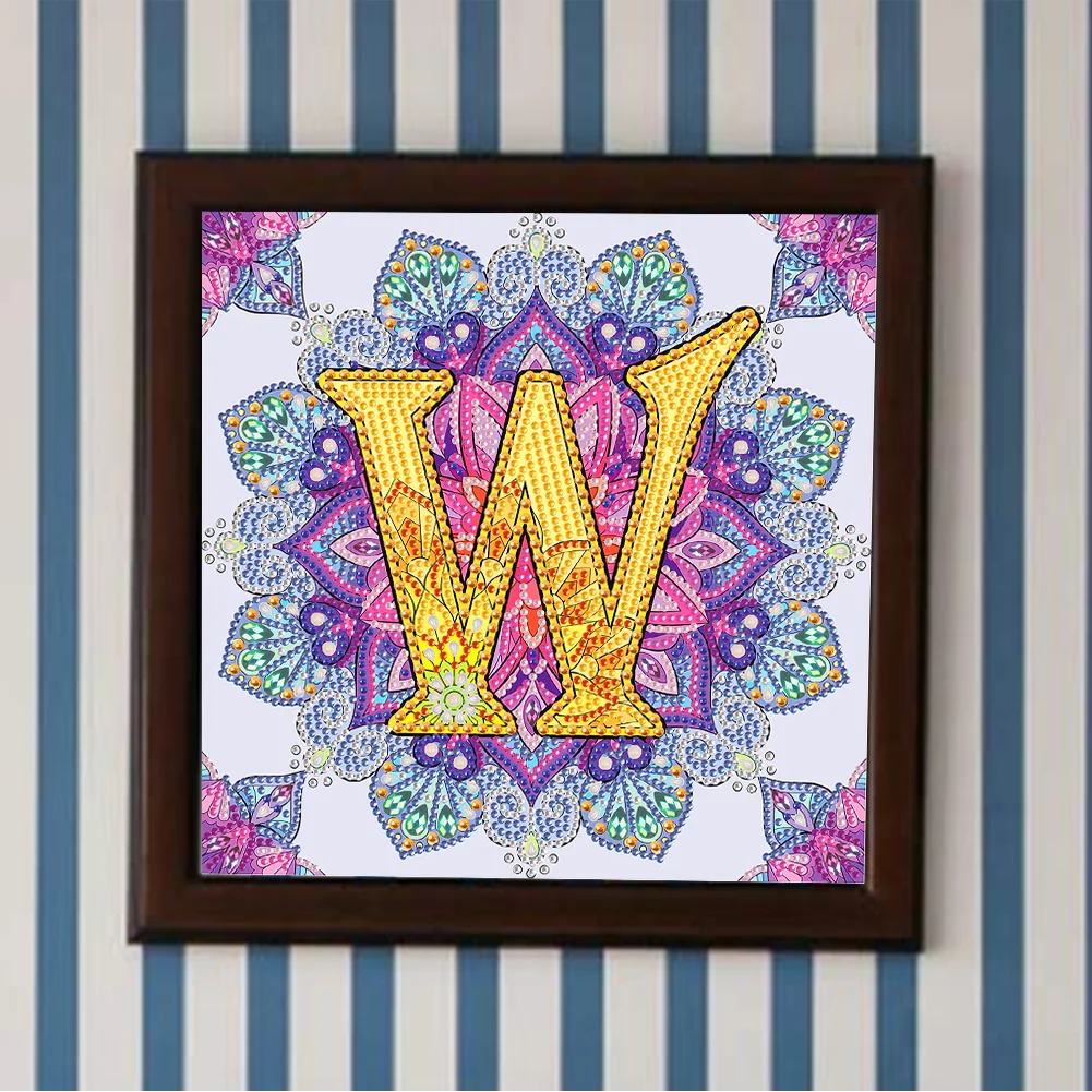 Special Shape Diamond Painting 30*30cm - W Letter Mandala
