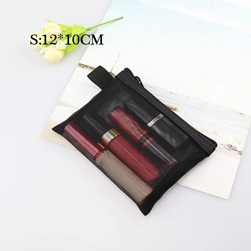 Nylon Transparent Cosmetic Bags for Women Tote Zipper Makeup Bag Toiletries Storage Bag Girl Outdoors Travel Make Up Organizer