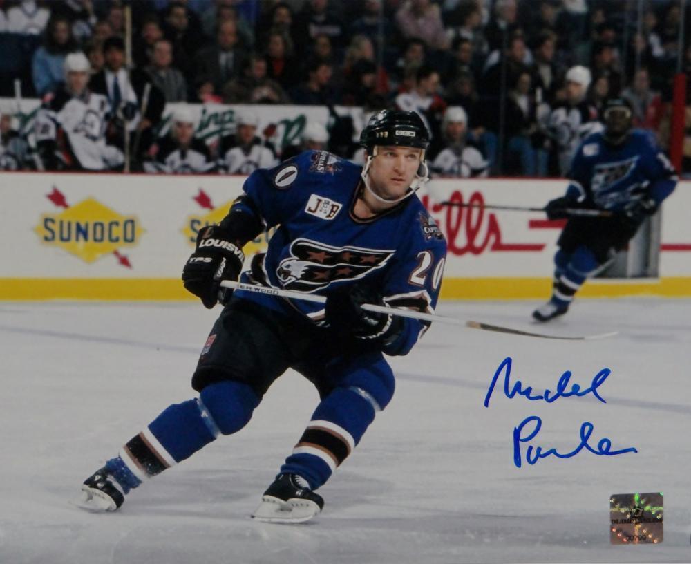 Michael Pivonka Signed Capitals 8x10 Blue Jersey Photo Poster painting- Jersey Source Auth