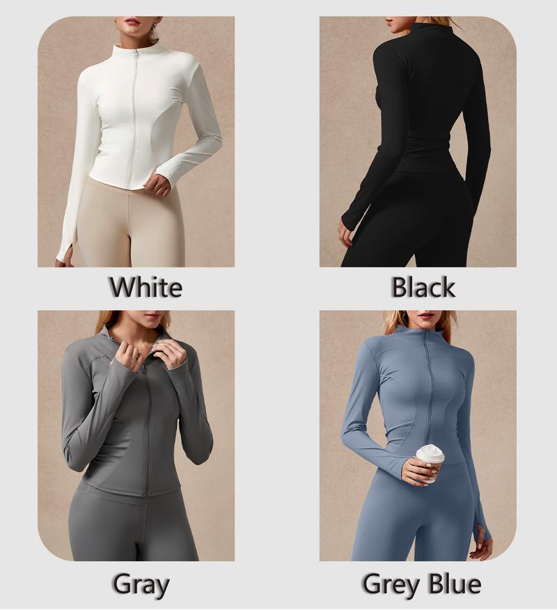 NcmRyu Women's Full Zip Long Sleeved Sports Jacket Slim Fit Quick Dry Stretch Fabric with Thumb Holes for Running Yoga Gym Workout Outfits Activewear NcmRyu Women's Full Zip Long Sleeved Sports Jacket Slim Fit Quick Dry Stretch Fabric with Thumb Holes for Running Yoga Gym Workout Outfits Activewear