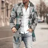 Triangle Rhombus Print Medium Long Coat