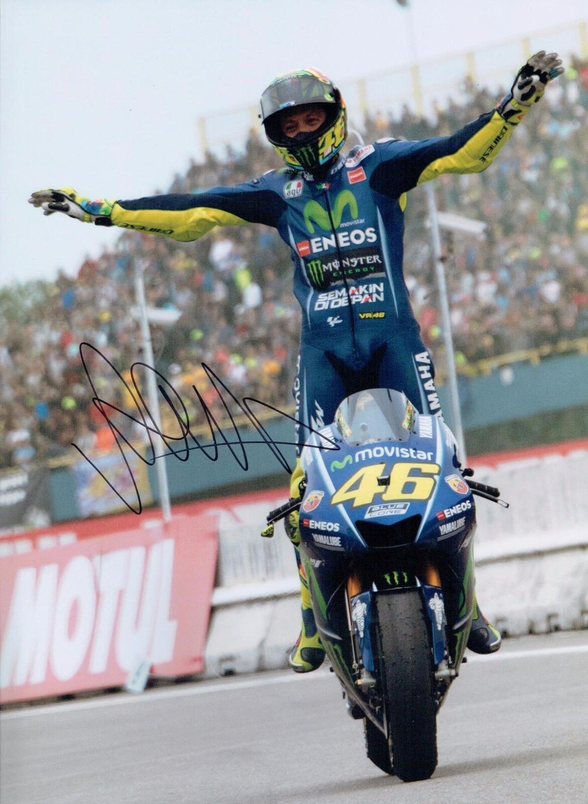 VALENTINO ROSSI Autograph 2017 SIGNED 16x12 Yamaha Photo Poster painting 8 AFTAL COA The Doctor