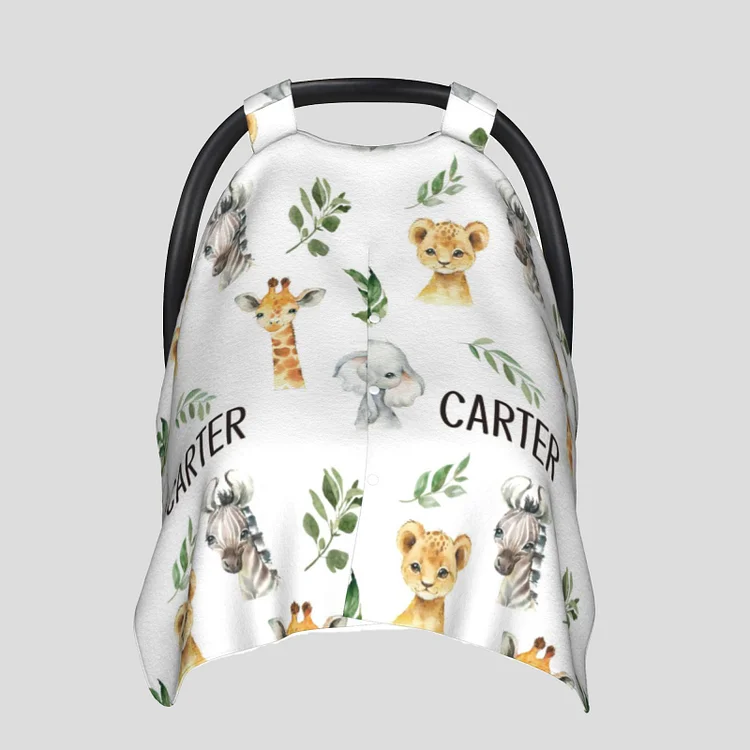 Personalized  Baby Animals Car Seat Covers Newborn Peekaboo Care Coversl152
