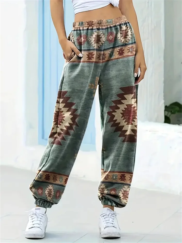 Wearshes Western Ethnic Print Jogger Sweatpants